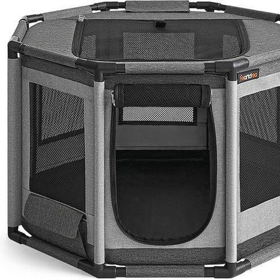 Cage octogonale pour chien 72 x 72 x 43 cm, gris