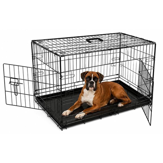 Cage pour animaux de compagnie, modèle Bunny Business, de la marque Underdog. Cage en métal, pliable, avec 2 portes