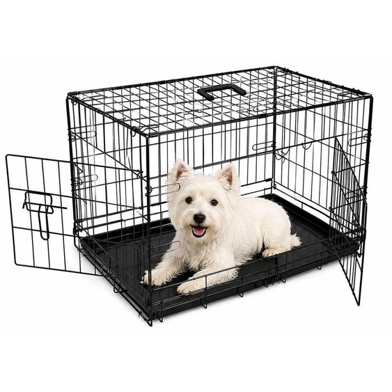 Cage pour animaux de compagnie, modèle Underdog, en métal, pliable, avec 2 portes