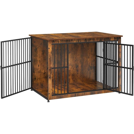 Cage pour chien à 2 portes, moderne et vintage marron