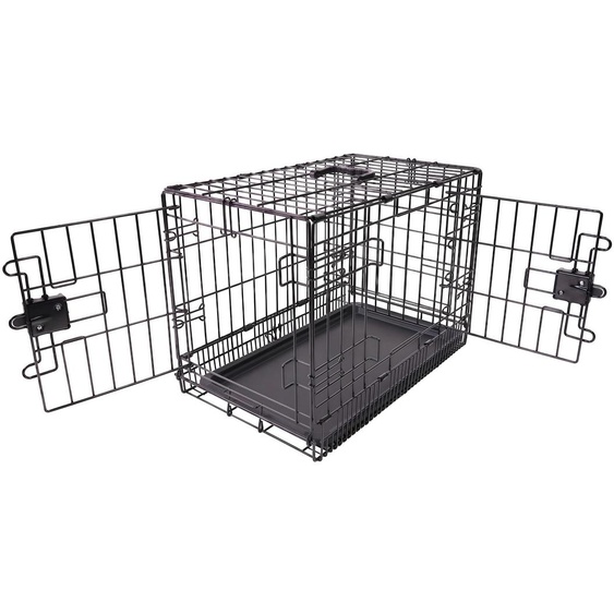 Cage pour chien Amazon Basics, en métal, à double porte, noire, L 61 x l 46 x H 49 cm