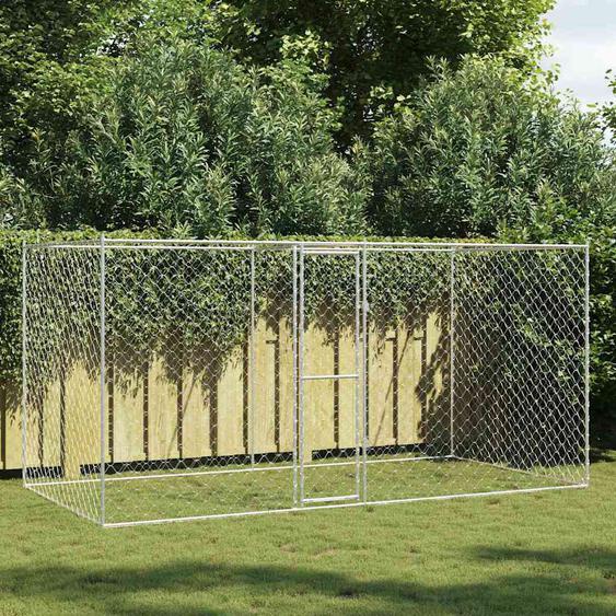 Cage pour chien Argent 400 x 200 x 256 cm Acier galvanisé