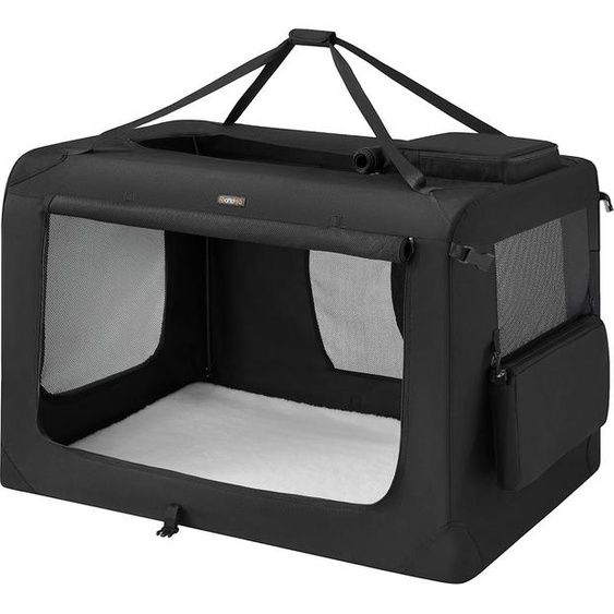 Cage pour chien avec poignées en métal noir