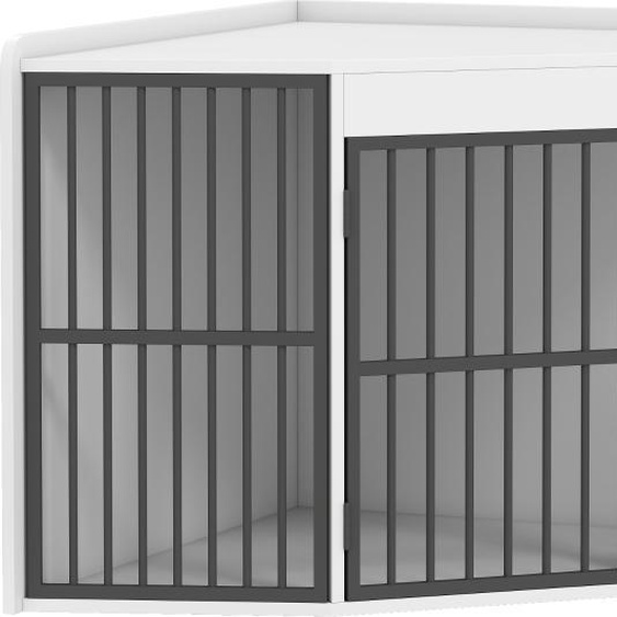 Cage pour chien Fortuna Lai, cage dattente pour chiens de petite et moyenne taille, cage pour animaux domestiques, porte dalimentation, MDF, métal, blanc