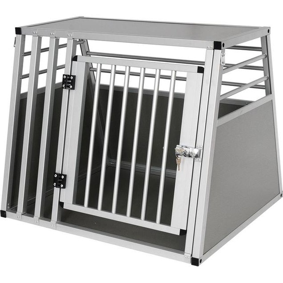 Cage pour chien Gael – Cage de transport en aluminium pour chien – Cage pour voiture et cage de voyage pour chien – Argent – 65 × 65 × 80 cm – Légère et stable