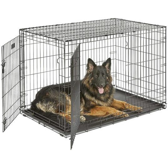 IvoQ Cage pour chien L - 90x60x67cm - Doubles Portes - Pliable - Durable - Noir