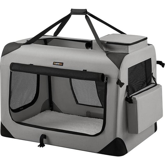 Cage pour chien XXL en tissu Oxford avec poignées, gris fumé