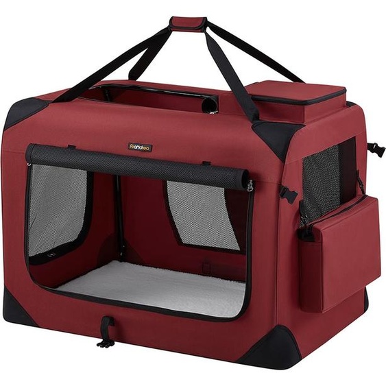 Cage pour chien XXL en tissu Oxford avec poignées, rouge baie