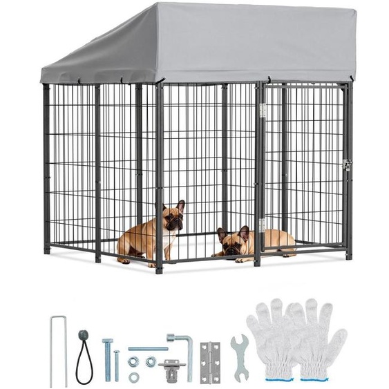 Cage pour chiens de 1,12 x 1,15 x 1,25 m - Enclos pour chiens extérieur - Dotée dun système de verrouillage sécurisé - Toit résistant aux UV et imperméable - Structure en métal robuste - Adaptée aux grands chiens