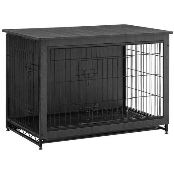Cage pour Chiens, Table dAppoint, Niche Moderne pour Chiens Jusquà 32 kg, Cage pour Chiots, Plateau Amovible, Maisonnette pour Animaux, 2 Portes,