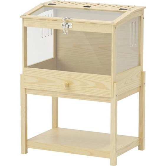 Cage pour hamster Fortuna Lai 2 étages Cage pour rongeurs Cage pour petits animaux avec couvercle rabattable, grande 83,2 x 50 x 103 cm Bois naturel
