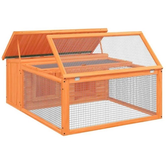 Cage pour lapin, pour petits animaux - Acier inoxydable - 117,5 x 97 x 47,5 cm - Toit étanche - Grille en fil métallique ventilée - Vert armée