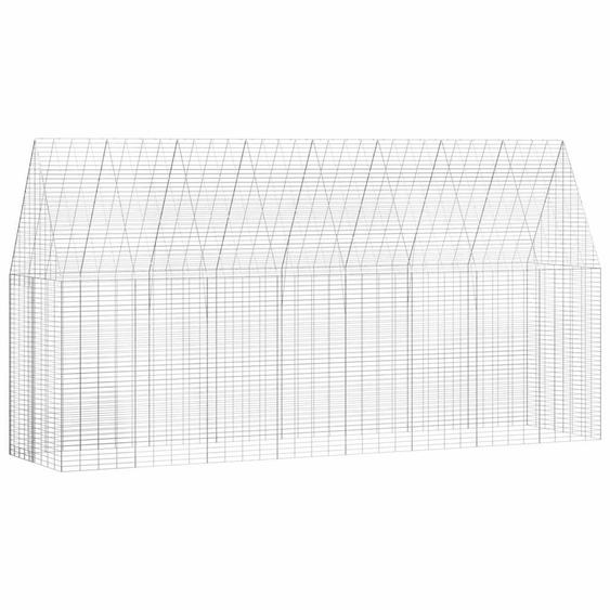 Cage pour lapins Argenté 400 x 100 x 210 cm Acier galvanisé