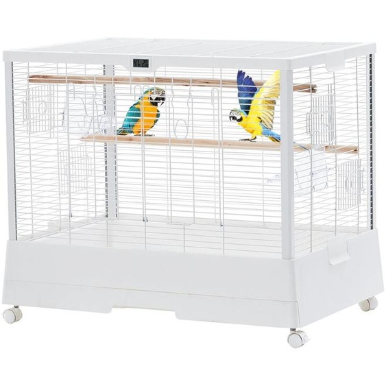 Cage pour oiseaux Garvee en acier avec chariot – 28 pouces, plateau amovible, étagère