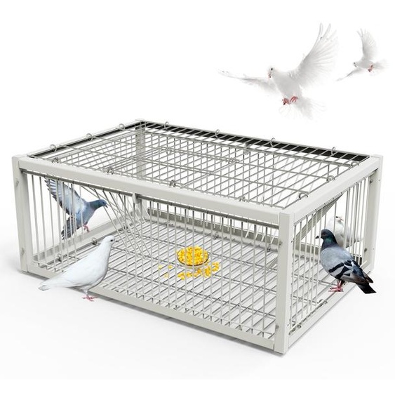 Cage pour oiseaux, piège humanitaire pour pigeons, 64x44x26 cm, métal, argenté
