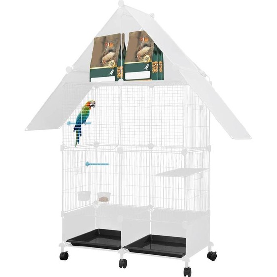 Cage pour perroquets Cage à oiseaux - Volière 74 x 126 cm - Cage en fil de fer - 6 roulettes avec freins - Mobile - Pour perruches, calopsittes, conures - Vert