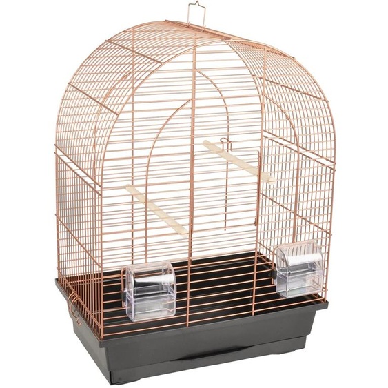 Cage pour perruches Klara, dimensions 39x25x53 cm, en cuivre, avec accessoires inclus