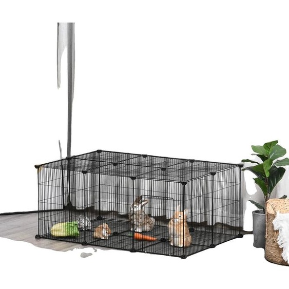 Cage pour petits animaux, 22 panneaux, construction métallique durable
