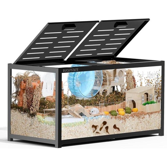Cage pour petits animaux, modèle 3.0, en métal, pour rats. Cage empilable, dimensions 100x50x52 cm, couleur noire. Adaptée aux rongeurs, aux souris et aux hamsters nains. Surface de 0,5 m²