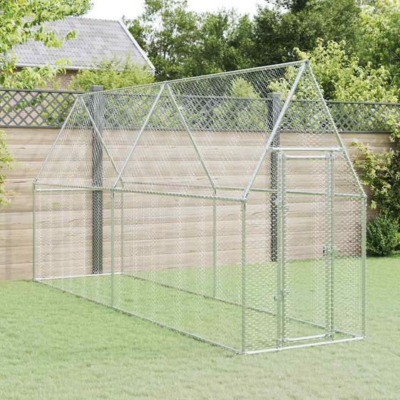 Cage pour poules argenté 400x100x190 cm acier galvanisé