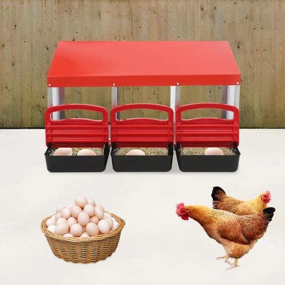 Cage pour poules - Nid avec 3 compartiments - En fer métallique - Pour poules et volailles - Pour lextérieur, jardin, cour - Rouge