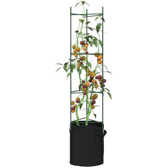 Cages à tomates avec sacs à plantes 8 pcs 154 cm acier et PP