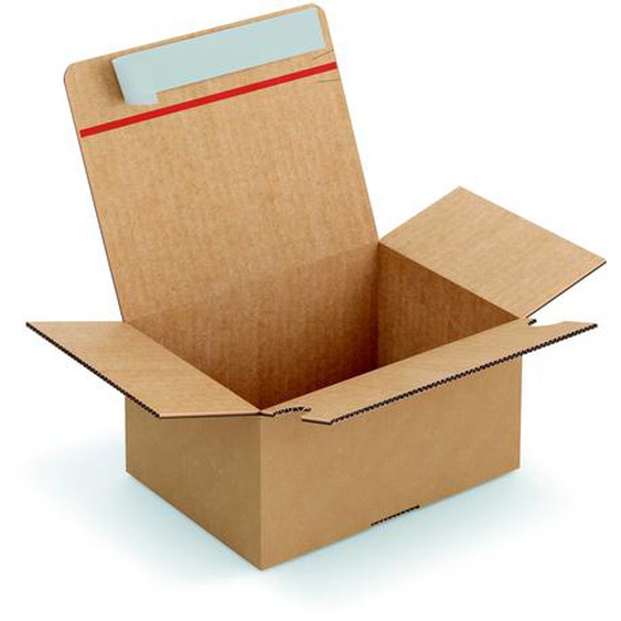 Caisse à montage instantané et fermeture adhésive en carton simple cannelure brun - L.21,5 x l.15,5 x H.11 cm - Lot de 20
