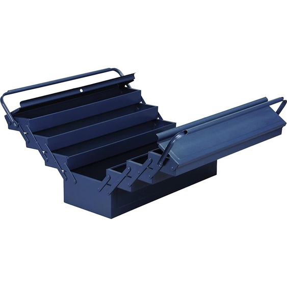 caisse à outils allit McPlus métal 7/57, non équipée, bleue en tôle dacier, peinte époxy aspect martelé,