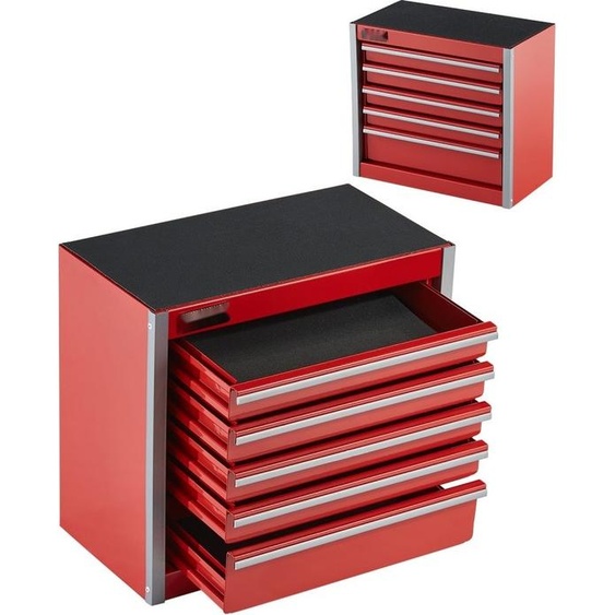 Caisse à outils robuste - Caisse à outils à 5 tiroirs - 218,4x118mm - Couleur rouge - Idéal pour les bricoleurs et les professionnels