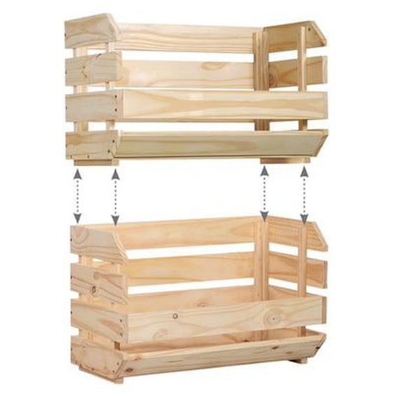 Caisse empilable Evolution pin massif 60 x 28,5 x 35,3 cm