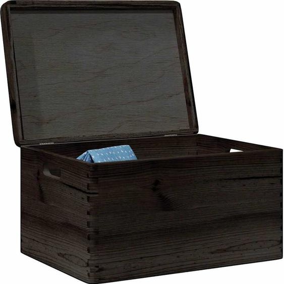 Caisse en bois de style élégant avec couvercle et poignées Noir 40x30x23 cm Bois massif - Coffres de jardin Hommie3541080 1parcel