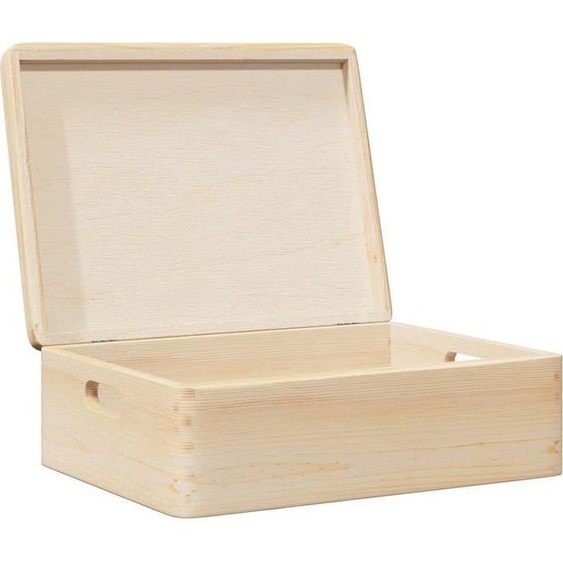 Caisse en bois design avec couvercle et poignées 40x30x13 cm pin massif - Coffres de jardin 2025 Neu3805033 1parcel