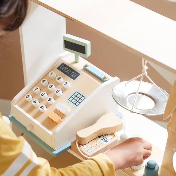 Caisse enregistreuse et ses accessoires en bois FSC® multicolore