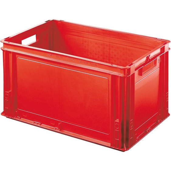 Caisse plastique Athéna rouge 60 litres poignées ouvertes
