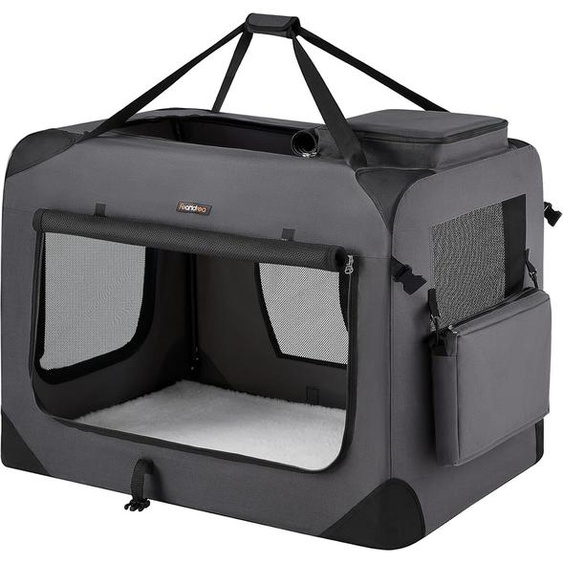 Caisse pliable pour chiens Feandrea, caisse de transport pour chiens, XXL, sac pour chiens, tissu Oxford, tissu filet, respirant, portable, cadre métallique, avec poignées, poches