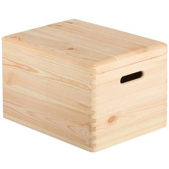 Caisse rangement avec couvercle pin H23 cm x l30 cm x P40 cm