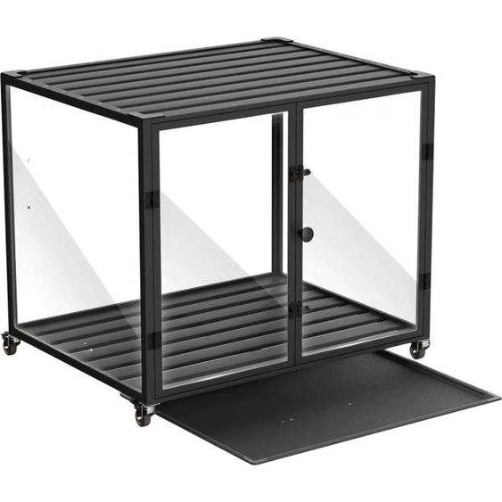 Caisses de transport pour chiens Cleany - Sur roulettes - Verre trempé - Chenil - Avec cadre en aluminium - 76 cm