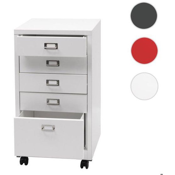 Caisson à roulettes HWC-L49 métal 75x40x41cm 5 tiroirs blanc