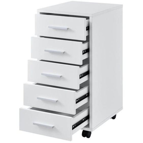 Caisson a roulettes mobile avec 5 tiroirs en MDF 63 cm blanc