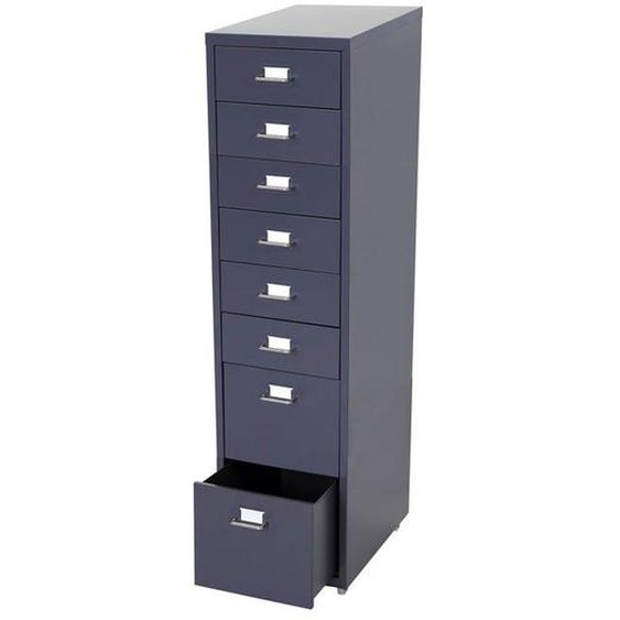 Caisson a tiroirs armoire de bureau 110x28x41 cm 8 tiroirs en acier gris fonce 04_0008257