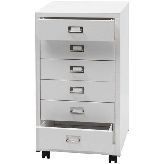 Caisson a tiroirs armoire de bureau 75 x 40 x 41 cm 6 tiroirs metal blanc 04_0008272