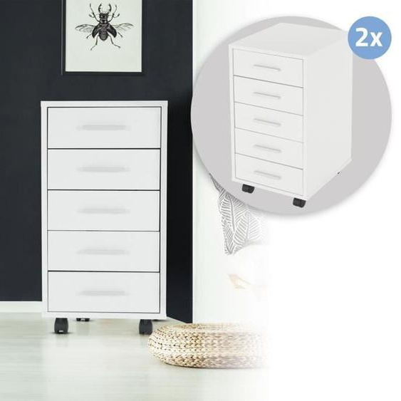 Caisson à tiroirs - ML-Design - ML-Design - 5 tiroirs - Blanc - Contemporain - Design