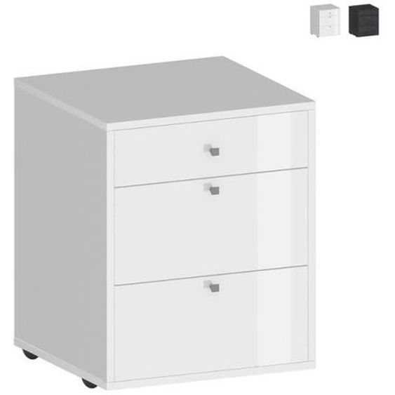 Caisson bas à roulettes 3 tiroirs 47x45x61 bureau de bureau - Blanc