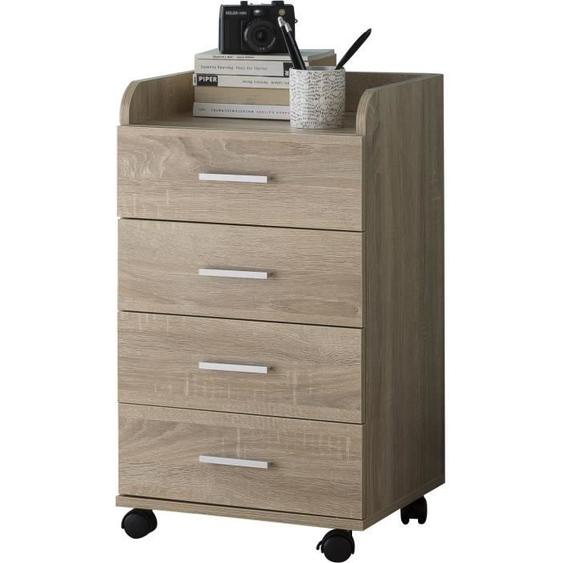 Caisson bureau marron contemporain en bois mdf L. 40 x P. 33 x H. 70.5 cm collection Oostdam Marron