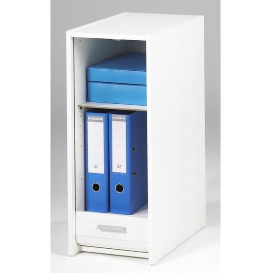 Caisson de Rangement Blanc à Rideau - Blanc - L 29.3 x l 48 x H 72.1 cm