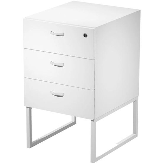 Caisson fixe 3 tiroirs Presto Blanc sur pieds cadre métal Blanc