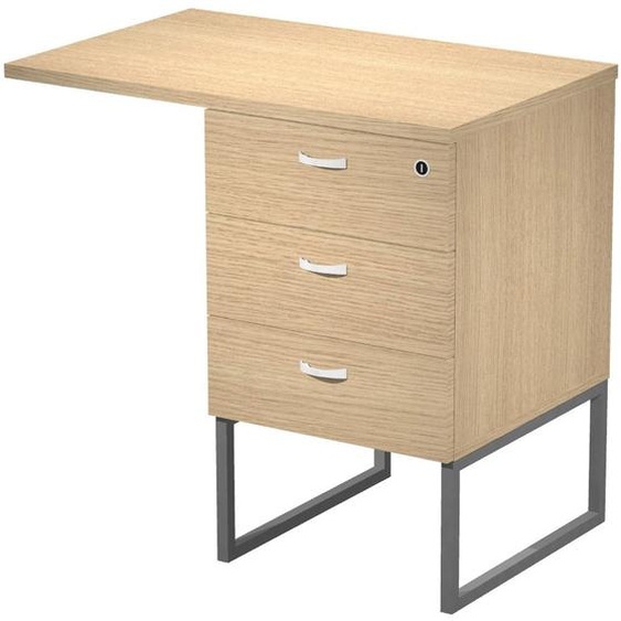 Caisson hauteur bureau 3 tiroirs Presto avec top largeur 80 cm - Chêne - Pieds Anthracite