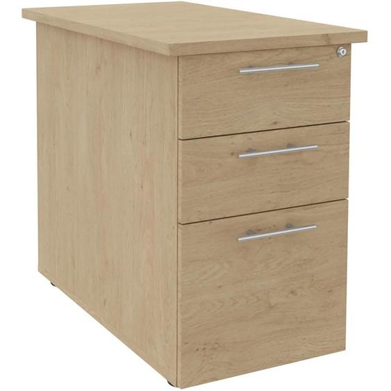Caisson hauteur bureau Axiome - 3 tiroirs - L.47,5 x H.72,5 x P.80 cm - Chêne clair