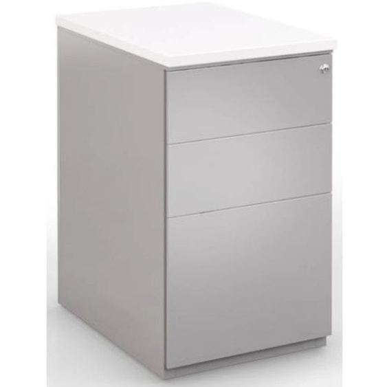 Caisson hauteur bureau métal NF Environnement Aluminium top Blanc H.72 x L. 42 x P. 60 cm