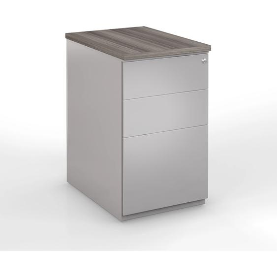 Caisson hauteur bureau métal NF Environnement Aluminium top Cèdre, H.72 x L. 42 x P. 80 cm